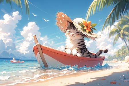 17590-3442739874-,(Masterpiece_1.2, high quality),_cat, no humans, flower, hat, outdoors, closed eyes, beach, tree, palm tree, ocean, seashell, b.png